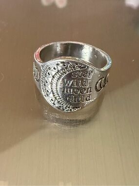 Silver 'Stay Wild Moon Child' Statement Ring -  Accessory
